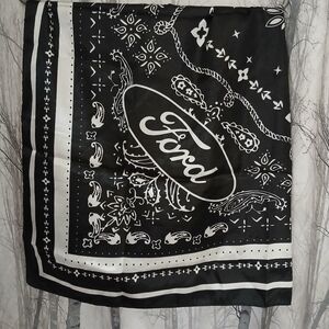 Ford Black and White Paisley Bandana       34 Inch